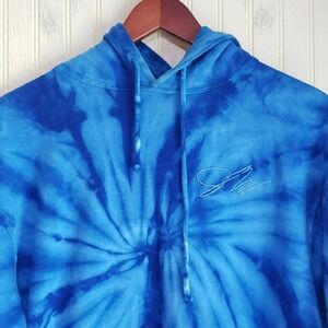 Jake Paul Hoodie Mens Small Blue Tie Dye Fleece Pullover Signature Logo Top
